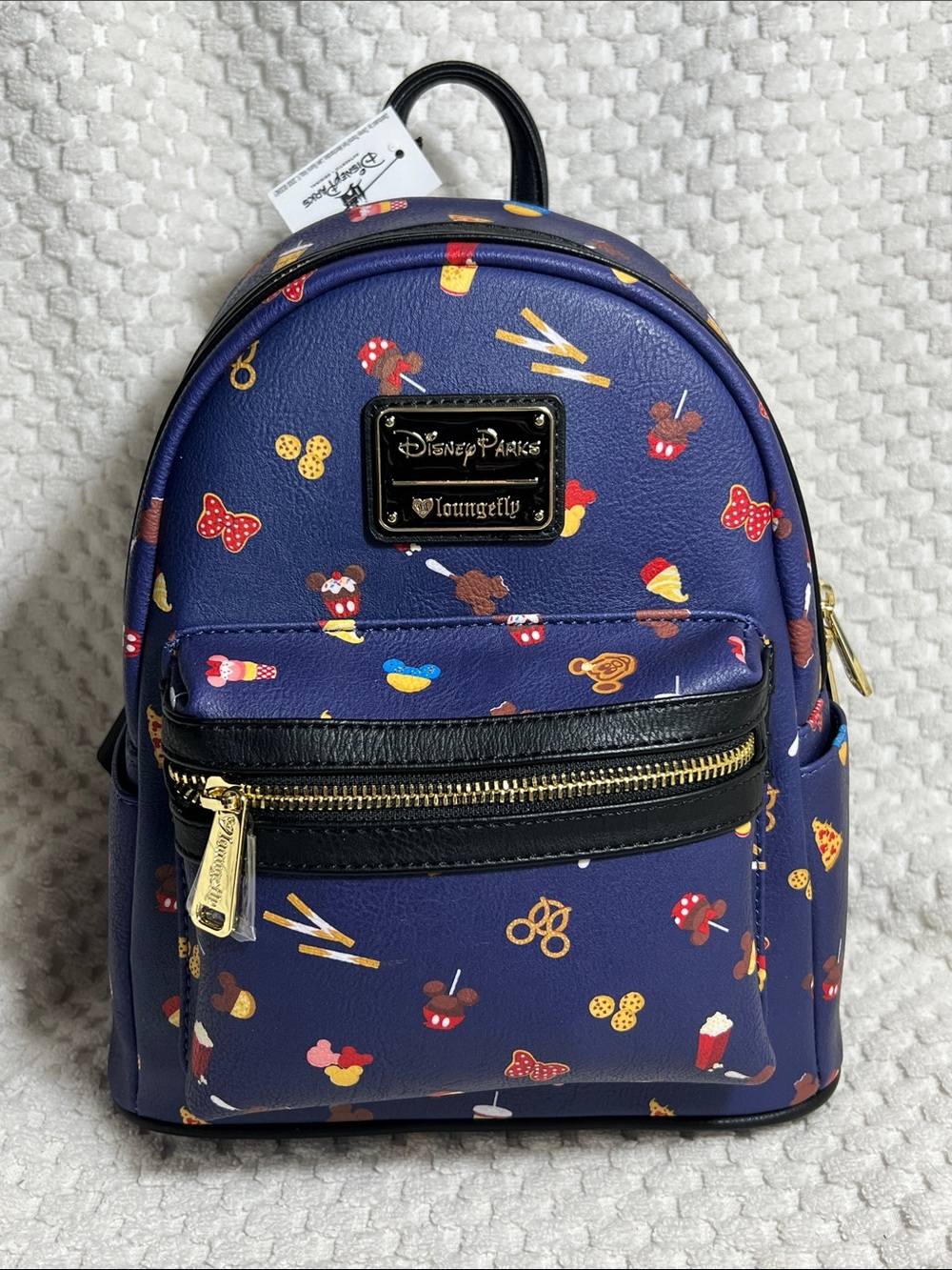 Disney Parks Loungefly Navy Snack Print Mini Backpack